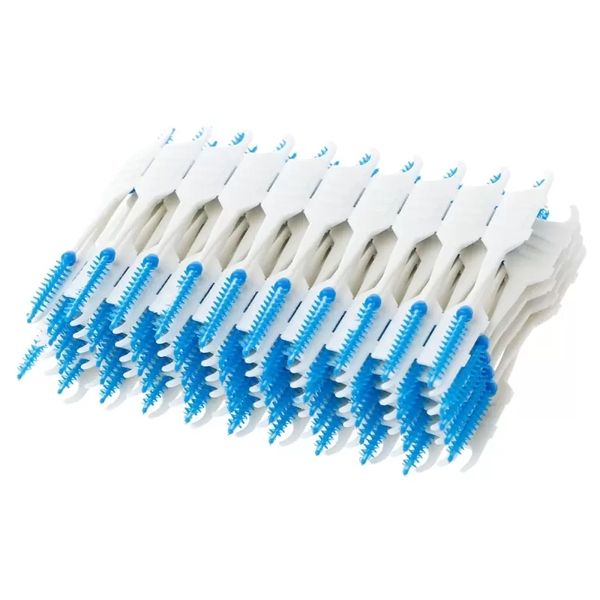 Brosse interdentaire en Silicone, Double tête de fil, hygiène dentaire, cure-dents, outil de nettoyage, 200 pièces/lots/boîte