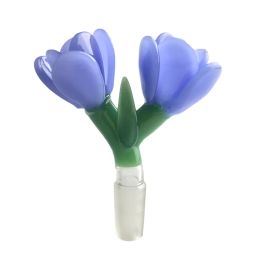 Dubbele bloemkop Glas Bongkom met 14 mm 18 mm mannelijke kommen witblauw roze kleurrijke dikke dikke pyrex glas rookwaterpijpen ll