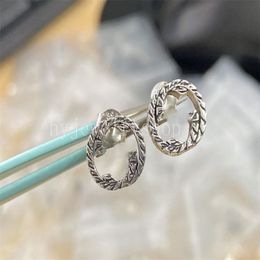 Double G Designer Letter G Logo Round Stud Earring Hanger ketting Bracelet Ring Set 925 Sterllling Silver Jewelry Men Women Valen232V