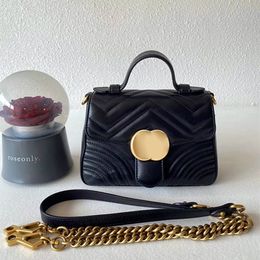 Marmont Mini draagtassen met handvat aan de bovenkant Dames heren klassieke schoudertas Luxe Designer Crossbody Echt leer metalen ketting handtassen tas Druksluiting clutch flap