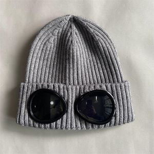 Doble gafas beanie diseñador para hombre sombrero gorros de lana acanalado punto skul cap invierno al aire libre diseñador capó unisex clásico negro gris hj02