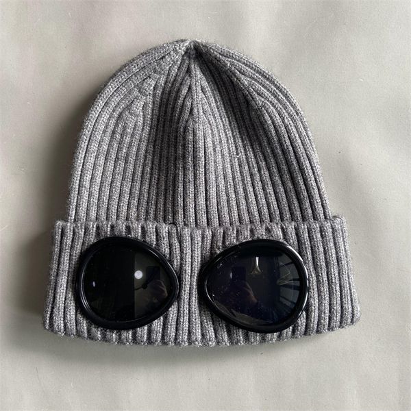 Double goggle beanie designer hommes chapeau beanieas laine côtelée tricotée skul cap hiver extérieur designer bonnet unisexe classique noir gris hj02