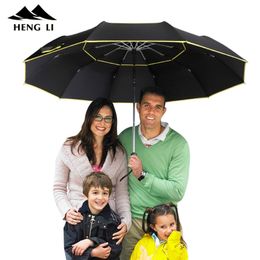 Paraguas de Golf doble lluvia mujeres a prueba de viento 3 Floding gran hombre mujeres paraguas totalmente automático paraguas de negocios para hombres Paraguas 210401