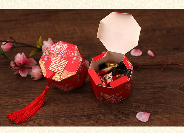 Double Bonheur Vintage Style Chinois Porte-Papiers Sucre Boîte De Bonbons Unique Boîte De Bonbons Faveurs De Mariage Cadeaux