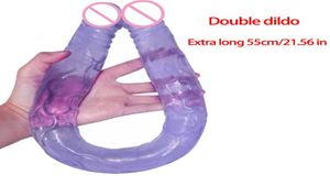 Double Head Dildo Flexibel Long Dual Ended Penis Jelly Sex Toys voor lesbische masturbator Anal DildoS 2012098861105