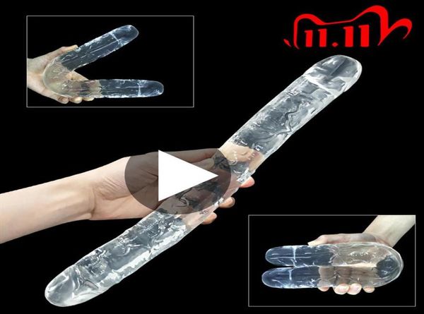 Double Head Dildo Long Jelly Dildo Double Endo Dildo Flexible Big pénis For Women Masturbator Sex Toys for Lesbian Y2016484016