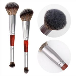 Double tête visage maquillage brosse pour fond de teint surligneur Bronze ombre à paupières Blush puissance beauté du visage maquillage outils cosmétiques