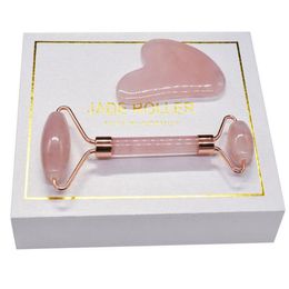 Double Head Jade Roller Massager Poeder Crystal Hart-vormige Jade Scraping Board Gift Set