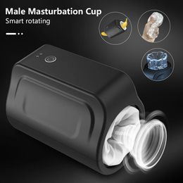 Dubbele kop roterende masturbatiekop voor mannen met realistische vagina pijpbeurtsensatie volwassen stimulator intiem seksspeelgoed 240423