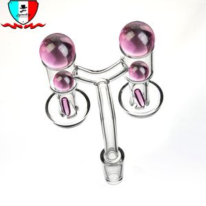 Double Head Terp Vacuum / Quartz Vacuüm Banger Roken Accessoires met 2 Terp Pearls (Big, Medium) 1 Capsule Bead 19mm 14mm 10mm Mannelijk / Vrouw voor Glas Bong DAB RIG