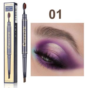 Dubbel hoofd Waterdicht Duurzame Pigmenten Tattoo Eye Brow Pen Multifunctionele Wenkbrauwpotloden met ovale borstel 5 kleuren