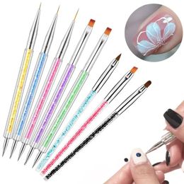 Double Headed Crystal Nail Polish Pen Set with Colored Paint Dots, Diamond Halo Dye Pen, Nail Enhancement Tool with Wire Drawing