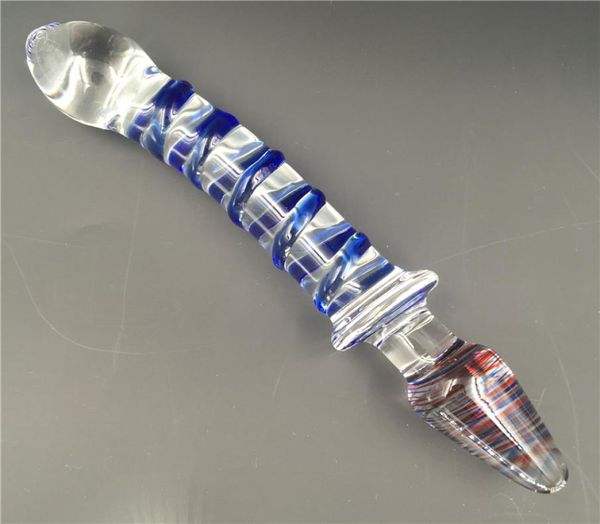 Double têtes Glass Dildo Pyrex Big Big Grow Glass Dildos Crystal Anal Buts Perles anales Fake pénis Toy 4434013