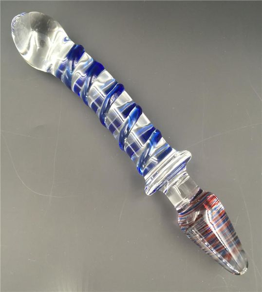 Double têtes Glass Dildo Pyrex Big Big Grow Glass Dildos Crystal Anal Buts Perles anales Fake pénis sex Toy2230144