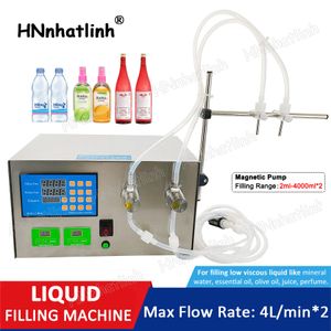 Machine de remplissage de bouteilles semi-automatique à double tête Pompe magnétique Eau Huile essentielle Jus Lait de soja Parfum Fluide Remplisseur quantitatif Production d'emballage