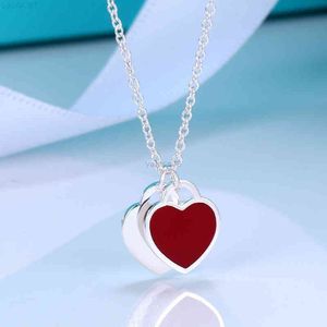 Double hart hanger email ketting s925 sterling zilveren liefde ketting licht luxe ontwerp ketting vrouwen Valentijnsdag verjaardag cadeau G220725