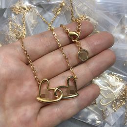 Double coeur pendentif colliers pêche coeur lettre attelage pull chaîne claviculaire collier bijoux accessoires cadeaux en gros HLVN6 --07