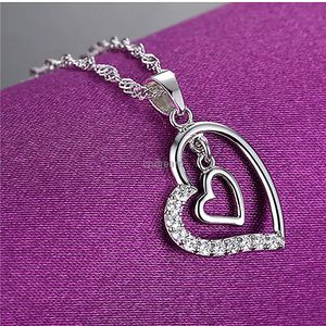 Colliers pendentif double coeurs chaîne diamant coeur collier femmes enfants bijoux de mode Will et Sandy