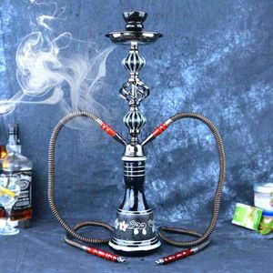 Double Tuyau Verre Narguilé Shisha Pipe Pince À Charbon De Bois Narguile Hubbly-Bubbly Completo Waterpijp Sisha Chicha Nargile Accessoires HKD230809