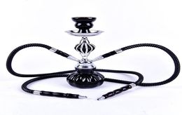 Double tuyaux de narguilé Travel Shisha Pipe Set Nargile Chicha Narguile E compléto avec bol Tongles en cartouche en métal Fumer Pipe C03124038937