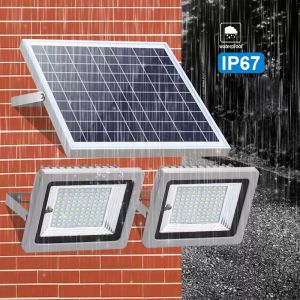 Dubbele lampen Zonne -overstromingslicht 72leds 126leds 160leds 200leds Outdoor Solar Flood Light Landscape Lamp met afstandsbediening voor Lawn Garden