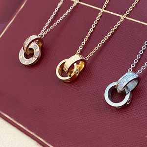 dubbele ronden designer ketting diamant 18k gouden ketting liefde hanger ketting designer sieraden vrouw hebben een fijne cadeau jompelachtige ontwerper voor vrouwen vintage ketting