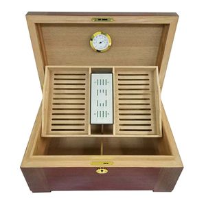 Dubbellaags Cederhout Sigaar Humidor Box met Luchtbevochtiger Hygrometer Grote Capaciteit Sigaar Case Fit 100-120 Sigaren Factory Outlet