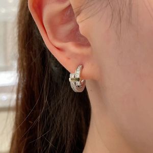 Boucles d'oreilles double couche de créateur avec diamants, bijoux pour femmes, cadeau, mode femme, pendentifs d'oreille en acier titane non allergique, livraison gratuite