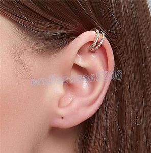 Dubbele laag volle diamant oormanchet holte koper geen gat oorbellen Europese vrouwen punk cshaped gouden sieradenclips mode ACCE6735694