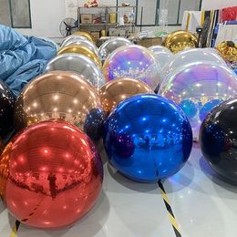 Dubbellaags opblaasbare spiegelbal PVC-materiaal zilveren ballon gigantische reflecterende ballon voor bruiloftsevenement 240116