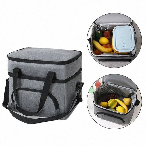 Double couche Insulati Lunch Bag Portable pique-nique en plein air refroidisseur Ice Pack étanche grande capacité alimentaire thermique Bento Box Sacs W4vI #