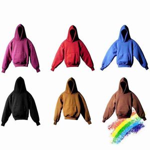 Dubbellaags seizoen 6 hoodie heren dames hoge kwaliteit effen hoodie plus fluwelen fleece hooded Ye sweatshirts T220721