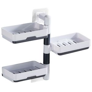 Double-laag zeepschotelhouder voor douche Zuiging Cup Wand gemonteerd No-borende zelfafvoerbare afneembare waterdichte Strong Bar Sponge Holder Badkameraccessoires