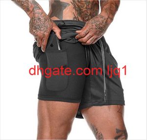 Dubbele laag zomer Men039S Strandbroek Grote shorts Mesh 5Point ademende trainingsbroek Sport Casual Pants2554646