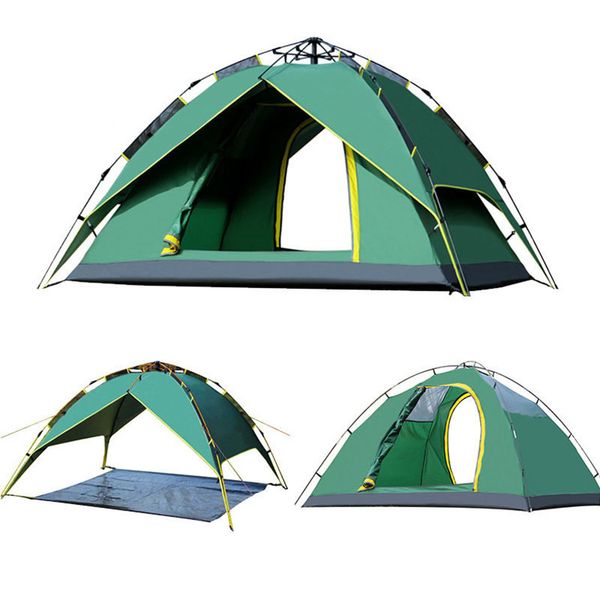 Tente de Camping en plein air pliable et étanche, Double couche, Protection UV, pour 1 à 2 personnes, automatique