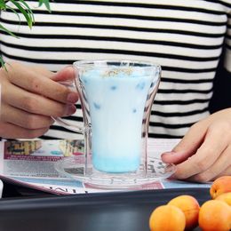Barra de doble capa con vasos y platos de vidrio transparente, tazas de té resistentes al calor, vasos isotérmicos, linternas y tazas de café frío.