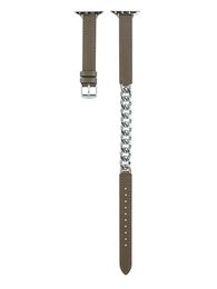 Bracelet de chaîne à double boucle en cuir pour bracelets de montre Apple 49mm 44mm 42mm 40mm 38mm bracelets pour dames ceinture Iwatch Ultra 8 7 6 5 4 3 séries bracelets de montre accessoires 1 pièces