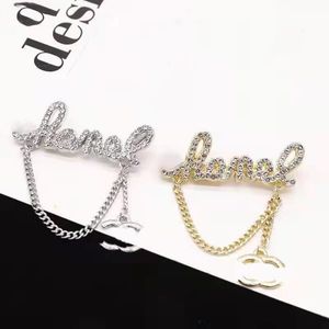 Dubbele letter broche klassieke designer merk broches goud verguld voor dames charme bruiloft cadeau partij sieraden accessorie