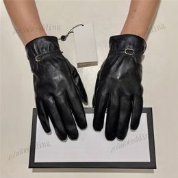 Mitaines à Double lettre pour hommes, gants chauds d'hiver, de haute qualité, à la mode, noirs, décontractés, en peau de mouton