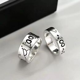 Dubbele letter Retro zwarte schedelring herenringen klassieke heren Titanium staal ontwerper voor dames luxe geschenken vrouw meisje sieraden