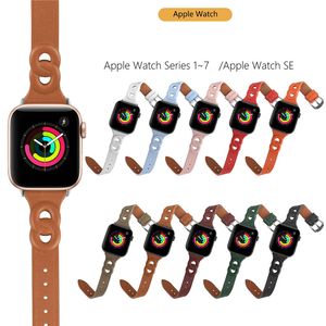 Bracelet de montre à double boucle en cuir 8 style taille fine pour iWatch Series 7 6 SE 5 4 3 pour Apple Watch 38 40 41 42 44 45mm