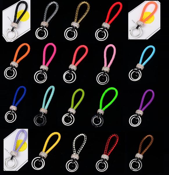 Double boucle strass cristal porte-clés créatif nouveaux porte-clés sac à main sac à dos sac à dos pendentif 20 couleurs usine en gros