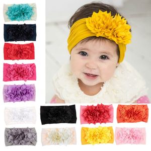 Doppelter Lotus-Stoff, Blumen-Baby-Stirnband, handgefertigter Knoten, Nylon, Kinder-Kopfbedeckung, Haarschmuck, Foto-Requisiten