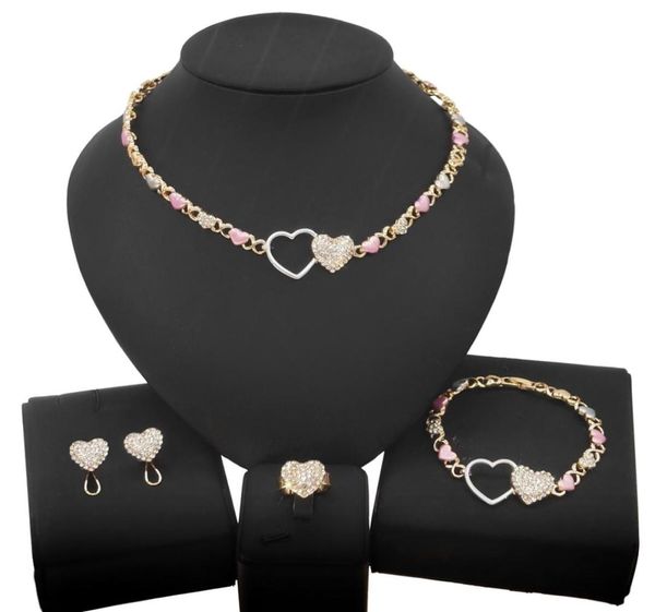 Double Love Hug et Kiss Xoxo Collier similaire Bijoux Set Fashion rempli Gold Rose petite fille Kid Child Bijoux Ensembles X01792075019