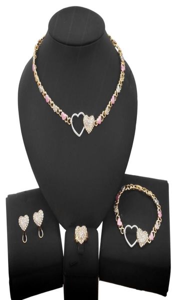 Double Love Hug et Kiss Xoxo Collier similaire Bijoux Set Fashion rempli Gol Rose petite fille Kid Child Bijoux Set X01799844324