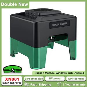 Dubbele mini -graveermachine 3000 MW draagbare desktop Bluetooth CNC Laser Engraver DIY Printer Cutter Woodworking Tools 240423