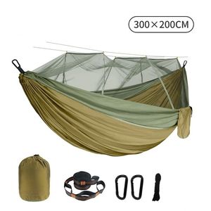 Dubbele Klamboe Hangmat 300x200CM Plus Size Outdoor Anti-muggen Hangmat Parapludoek Nylon Anti-rollover Camping 240222