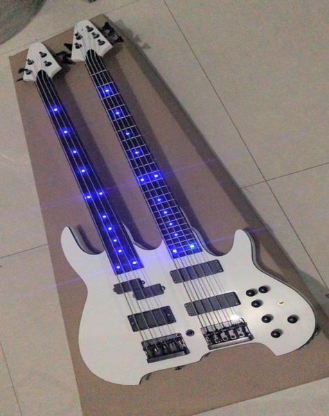 Guitare de basse électrique à double cou One 4 pics actifs de Stringone 5 String avec cou LED en blanc 1712106667672