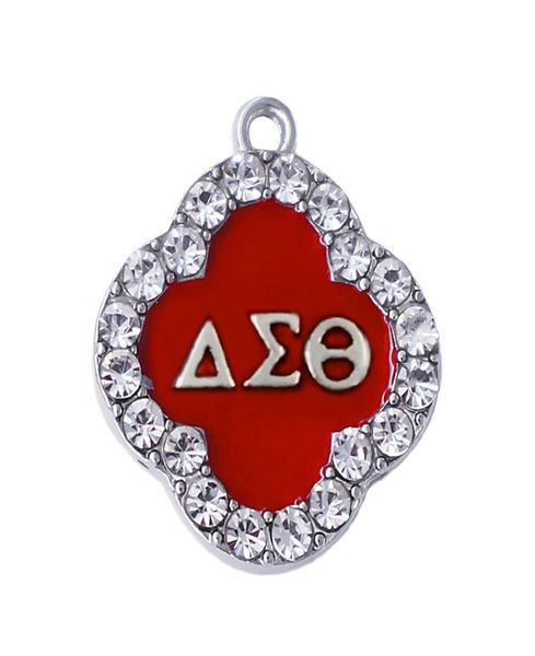 Double nez conception personnalisée en émail rouge White Crystal Sororité Delta Sigma Theta Charme Greek Lettre de vie Bijoux Life Member Gift3878505