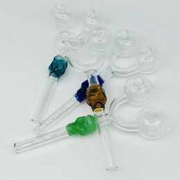 Doble aceite quemador de vidrio Estudio de tubos de vidrio Pyrex Skull Tubos Reciclador Plataformas de aceite Balancer Fumar Tubo de agua